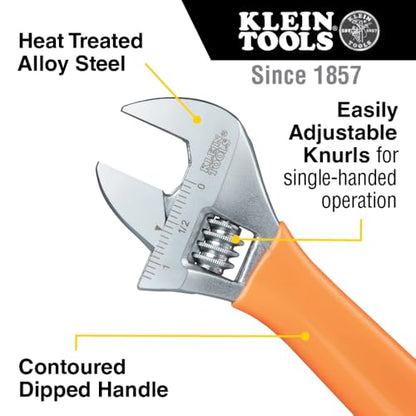 KLEIN TOOLS D5073 3-Piece Extra Capacity Adjustable Wrench Set - size: 3-Piece Kit