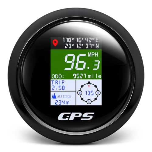 Boat GPS Speedometer Gauge 3-3/8" 85mm Waterpoof for Marine Car - color: Black