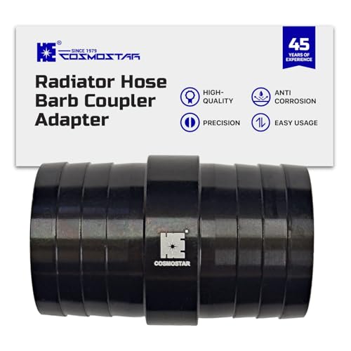 Cosmostar 1-1/2" Radiator Hose Barb Coupler Adapter with 1/8" NPT Steam Port for LS Swap – Aluminum Coolant Crossover Splice for Steam Vent Radiator Hose Fitting (Black)-NN24N02