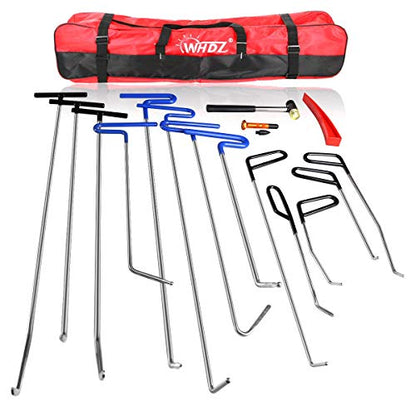 WHDZ Paintless Dent Repair Rods 16pcs Auto Body Dent Repair Hail Damage Removal Tools Paintless Dent Repair Rods Tool for Car Dent Ding Removal - color: 16PCS