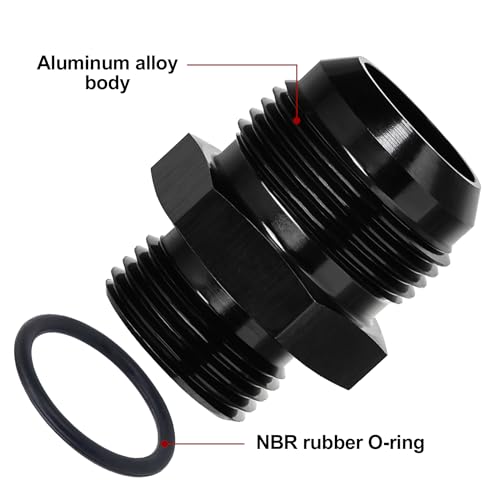 EVIL ENERGY 16AN Flare to 12AN ORB Male 2PCS Fuel Rail Adapter Fitting Black - size: 12AN ORB to 16AN