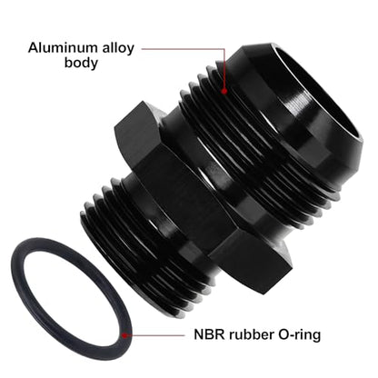 EVIL ENERGY 16AN Flare to 12AN ORB Male 2PCS Fuel Rail Adapter Fitting Black - size: 12AN ORB to 16AN