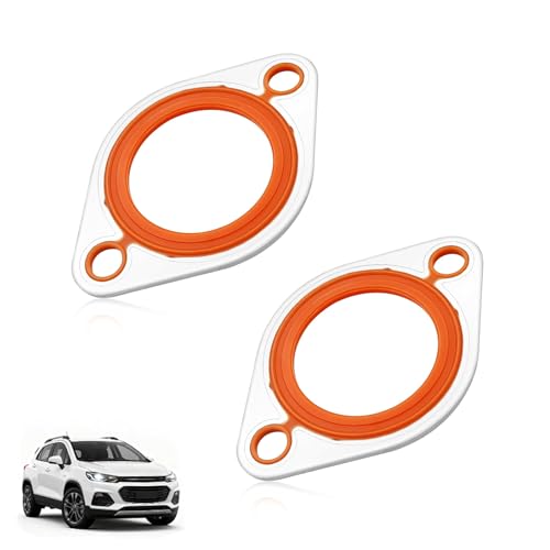 Thermostat Water Neck Housing Gasket, 1/8 Inch Aluminum Carrier & High Temp Silicone Replacement for Chevy SBC BBC 265 283 305 327 350 383 396 400 427 454 472 500 Engines Coolant Outlet (2Pcs) - size: 2Pcs