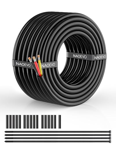 NAOEVO 16 Gauge Wire 3 Conductor, 16 Gauge Automotive Wire 12V Cable, 30FT - size: 30ft, style: 3C-16AWG