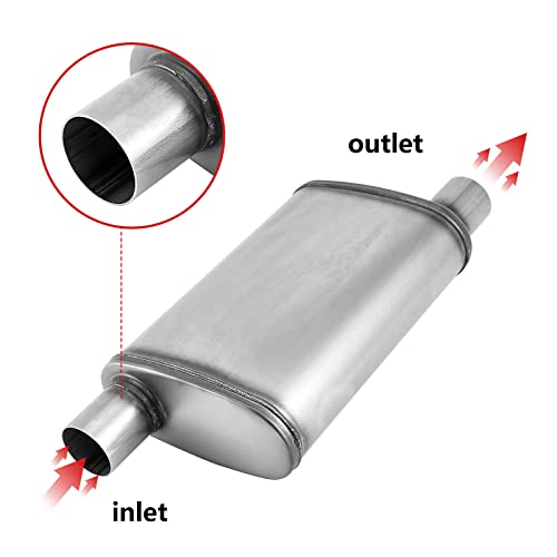 3 inch Universal Exhaust Muffler,Straight-Through Performance Muffler Resonator with Stainless Steel Exhaust Tip for Cars, Trucks(3''Inlet/Outlet) - size: 3in, style: OFF in | OFF out