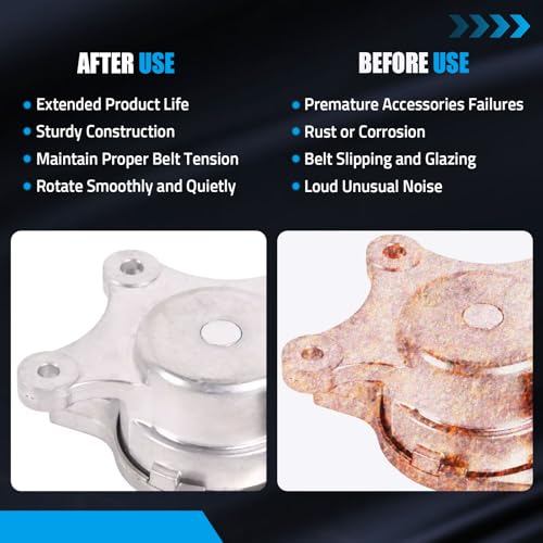Belt Tensioner Assembly with Pulley Compatible with Ford Edge 3.5L V6 - size: BT4E-6B209-CC