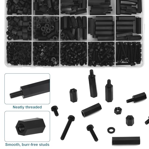 M3 Nylon Standoff & Fastener Kit - Complete Set with Screws, Nuts, Spacers & Threaded Pillars (6mm to 20mm) for Motherboard, PCB, 3D Printer, Raspberry Pi & Computer Building - 600Pcs