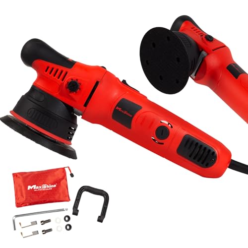 Maxshine M8S V2 Dual Action Polisher – 8mm Throw Random Orbital Buffer, 1000W Detailing Machine with 5″ Backing Plate – 6-Speed, 5/16″ Thread for Car, Truck, SUV & Boat Paint Correction - color: 5" Dual Action Red