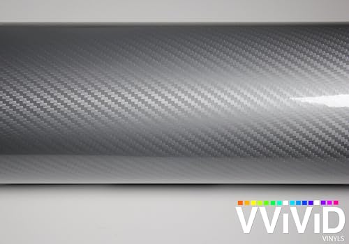 VVIVID Epoxy High Gloss Carbon Vinyl Automotive Wrap Film DIY Easy to Install No Mess (2ft x 5ft, Silver) - color: Silver, size: 2ft x 5ft