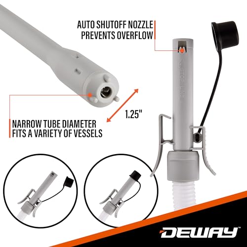 DEWAY Fuel Transfer Pump, Auto Stop, Gas Can Pump, 51" Hose, 4 AA, 3.2 GPM - style: Auto-Stop