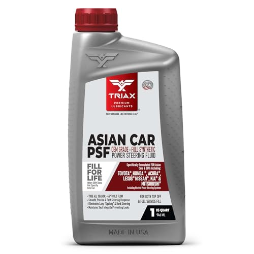 TRIAX Asian Car PSF Hydraulic & Electric Full Synthetic OEM Grade Power Steering Fluid | Compatible with Honda, Acura, Toyota, Lexus, Nissan, Infiniti, Mazda, Hyundai, Kia & More (1 Quart) - size: 1 Quart