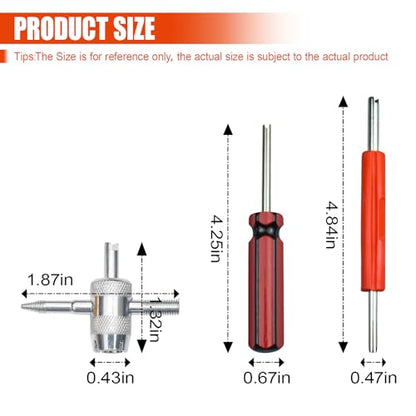 ZIMISI 3PCS Tire Valve Stem Removal Tool Kit, Includes Single & Double Heads Valve Core Remover, 4-Way Valves Tool, Multifunctional Tire Installer Repair Kit Suitable for Car, Truck, Bicycle