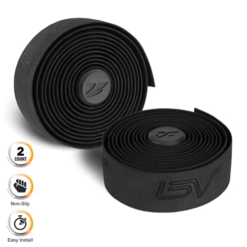 BV EVA Road Bike Handlebar Tapes, Bicycle Bar Tape, Cycling Handle Wraps – 2 Rolls - color: Black