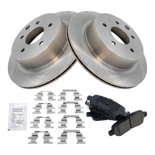 TRQ Rear Brake Pad and Rotor Set Ceramic Solid Rotors - style: BKA10689