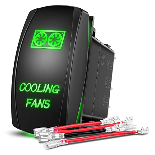 Nilight Cooling Fans Rocker Switch with Jumper Wires Set 5Pin Laser Green - color: Green, size: COOLING FANS