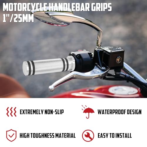 1 Inch Cable Throttle Handlebar Grips Motorcycle Hand Grips - color: #1 Chrome