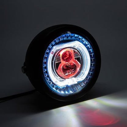 Motorcycle Headlight 5.75 inch Round LED with Mounting Brackets Assembly, Front Headlamp with DRL High/Low Beam for Cafe Racer E-bike Bobber Chopper (style C) - style: style C