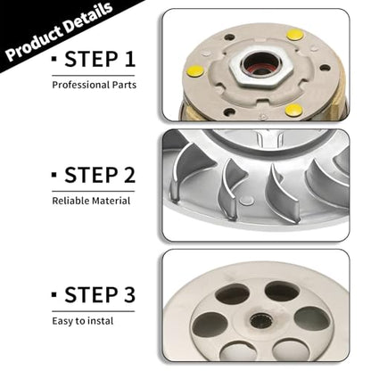 Saihisday Transmission Rebuild Kit Replacement Clutch Kit, Includes Clutch Variator Assembly Drive Belt and Roller Weights, Replacement for Polaris Sportsman ATV Fit for 90cc