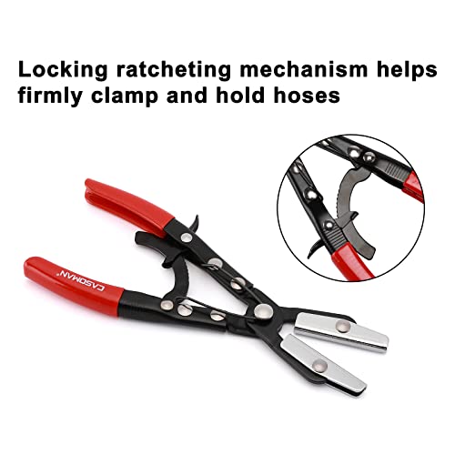 CASOMAN 3-Piece Ratcheting Hose Pinch Off Pliers Set, 8", 10", 12" Locking Hose Pinch Pliers Set, for Radiator, Coolant, Automotive, Fuel Lines