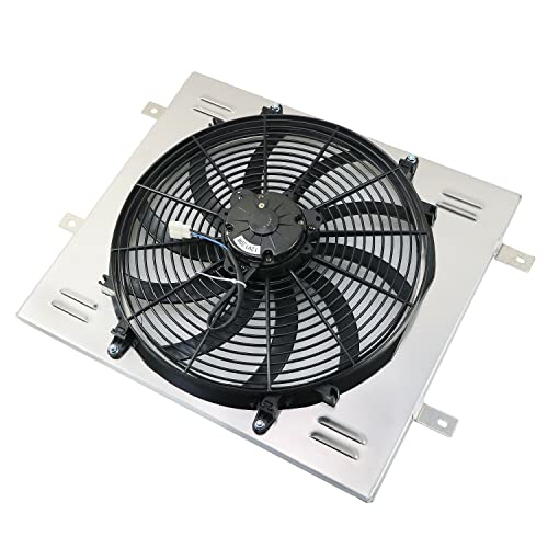 Electric Radiator Shroud Fan,16'' Electric Fan+Aluminum Shroud For 1987~2006 Jeep Wrangler YJ TJ 2.4L-4.2L L6
