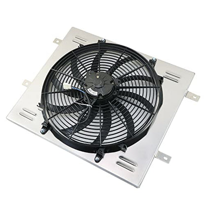 Electric Radiator Shroud Fan,16'' Electric Fan+Aluminum Shroud For 1987~2006 Jeep Wrangler YJ TJ 2.4L-4.2L L6