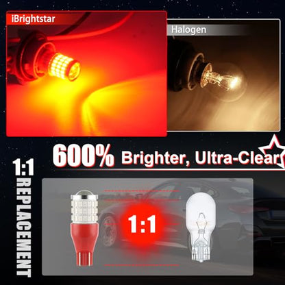 iBrightstar 921 LED Bulb Red, T15 912 LED 3rd High Mount Brake Lights Bulbs Super Bright for Tail Lights, 2 Pack - color: Red, size: 921