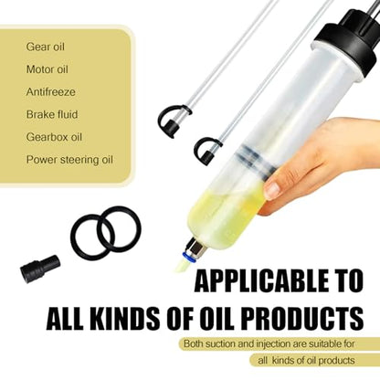 Car Power Steering Fluid Extractor, 200 CC Car Fluid Extractor Pump, Brake Fluid Change Pump Hose Accessories, Universal for Most Cars (Transparent)