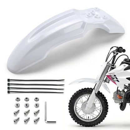 Dirt Bike Front Fender for Yozma IN10 Tuttio Soleil 01 MX350/500/650 SX500 KX110 XR70 Ridstar Q20 CRF50 Style with Mounting Bolts Ebike Dirt Pit Bike Wheel Mudguard (White) - color: White