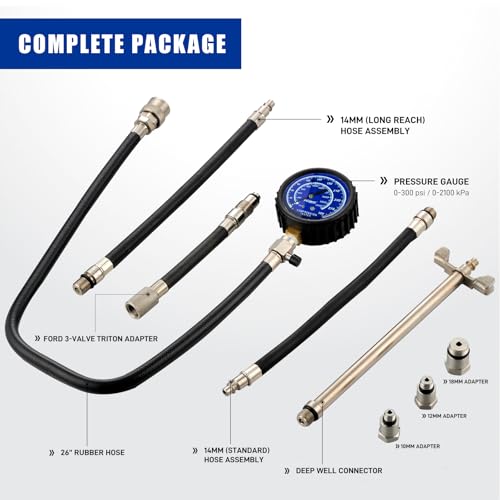 Compression Tester Kit 0-300 psi Cylinder Gauge for Gas Engine - color: Engine Compression Gauge Kit