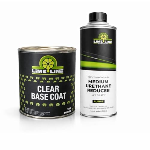LiME LiNE Automotive Basecoat + Reducer Combo Kit - Mix 1:1 - Makes 1 Quart Sprayable - Clearcoat Required (Clear Basecoat + Reducer) - color: Clear