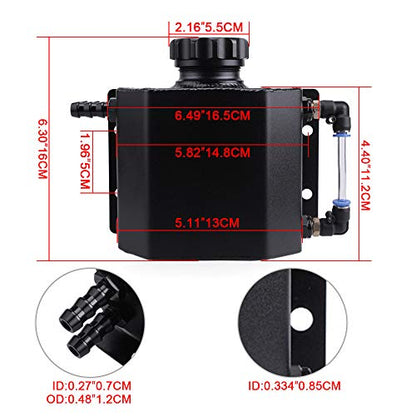 Universal 1L Coolant Overflow Tank, Aluminum Coolant Reservoir Tank, Black - size: 1L-Black