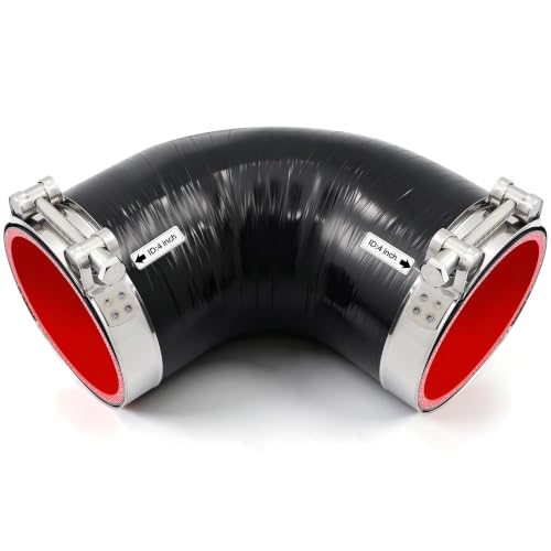 90 Degree Elbow 4 inch (102mm) 5-Ply Silicone Coupler Hose Leg Length 3.5" - size: 5-Ply ID 4"