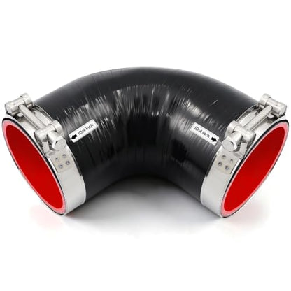 90 Degree Elbow 4 inch (102mm) 5-Ply Silicone Coupler Hose Leg Length 3.5" - size: 5-Ply ID 4"