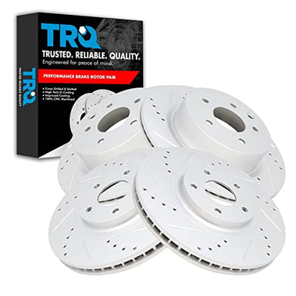 TRQ Performance Front Rear Brake Rotor Set Drilled Slotted Vented G Coated - style: BRA13969