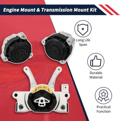 Engine Motor Mount & Transmission Mount Kit 3Pcs Compatible with BMW X3 sDrive30i xDrive30e 2019 2020 2021 2.0L G01 Trans Support Mount Bracket Replace 22326862577 22116877659 22116877660 - size: 3Pcs
