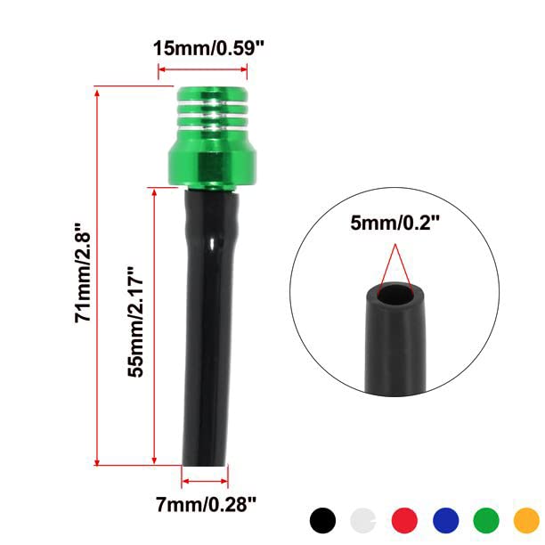 2Pcs ATV Gas Tank Vent Hose Air Vent Hose Gas Fuel Cap Universal CNC Tube One Way Valve Aluminum Breather for KLX110 KX65 - color: Green