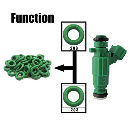 HiSport Fuel Injector O-Rings Set O-203 Green 7.52mm X 3.53 mm 50Pcs - color: green