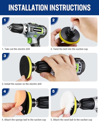 WORKPRO 3 Inch Drill Buffing Pad Kit - 11 Pcs Car Foam Polishing Pads Set