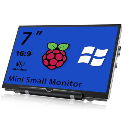 HAMTYSAN Upgraded Version 7'' Raspberry Pi Screen HDMI Monitor 800x480 LCD Screen Mini Small Monitor for Raspberry Pi 4/3/2/Zero/B/B+ Win11/10/8/7 (Non-Touch), Dual Speakers, Driver Free