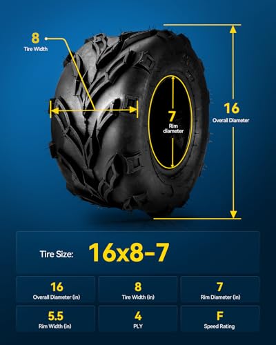 PHILTOP 16x8-7 ATV UTV Tires, Lawn Mower Golf Cart Turf Tires, 4PR, Set 2 - color: Z-120 -2PCS, size: 16x8-7