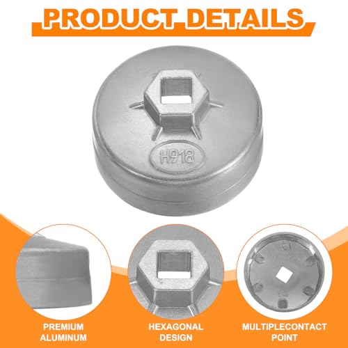 HARFINGTON 2pcs Oil Filter Cap 15 Flute 80.5x44x74mm (WxHxID) 1/2" Square - size: 15 Flute 80.5 x 44 x 74mm