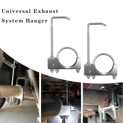 Exhaust Clamp with Hanger fit 3 Inch Universal Exhaust Pipe Rear Muffler Hanger for Car Truck (2PCS)