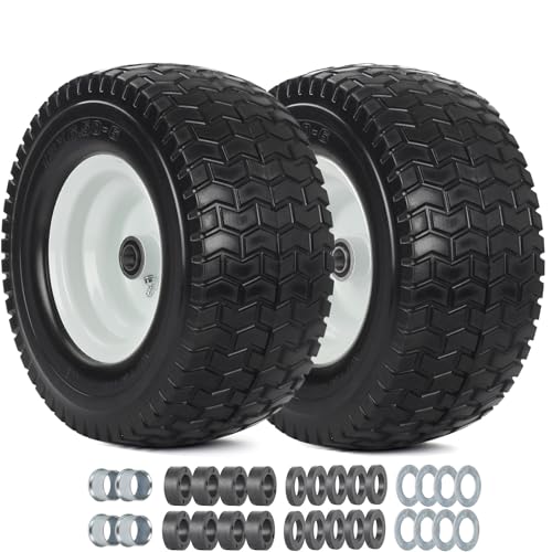 GICOOL 13x6.50-6 Flat Free Tire Wheel for Lawn Mower Tractor Front Tire - color: Turf-Pattern Tread, size: 13x6.50-6 Flat-Free Tire
