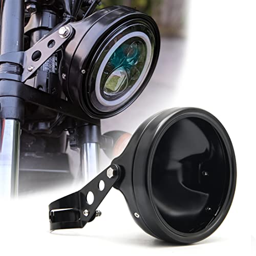 7" 7 Inch Black Headlight Housing Bucket Compatible with for KAWASAKI Honda Yamaha Chopper Cafe Racer Bobbe