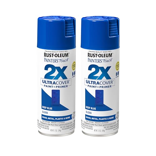 Rust-Oleum Painter's Touch 2X Ultra Cover Spray Paint, Gloss Deep Blue - color: Gloss Deep Blue, size: 12 Ounce (Pack of 2)