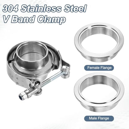 HARFINGTON V Band Clamp with Flange, 304 Stainless Steel, 1.5 Inch, Silver - size: 1.5 Inch