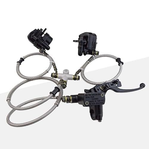 GOOFIT Front Disc Brake Master Cylinder Hydraulic Caliper Assembly with Rear Disc Brake Pad Replacement for Chinese 110cc 125cc 150cc 200cc 250cc ATV Four Wheeler Doom Buggy Quad Bikes