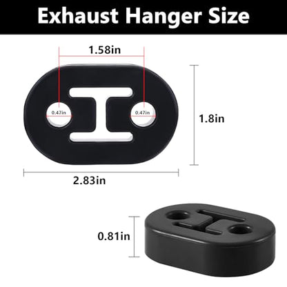 4 Pack Exhaust Rubber Hanger, Rubber Muffler Hangers with 2 Holes 0.47 Inch - color: black-4PCS