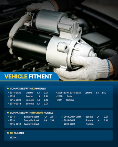 PHILTOP 6975N Starter Compatible with Hyundai Sonata for Kia Optima,1.2KW - size: 6975N
