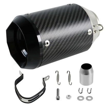 PACEWALKER Motorcycle Slip On Muffler, 2" Universal Carbon Fiber